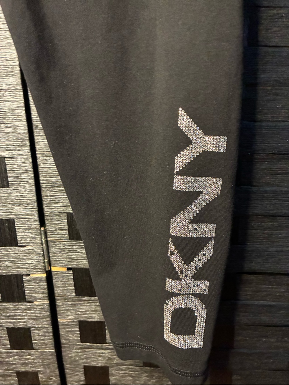 DKNY Black Leggings with Silver Bling Logo - Picture 2 of 4